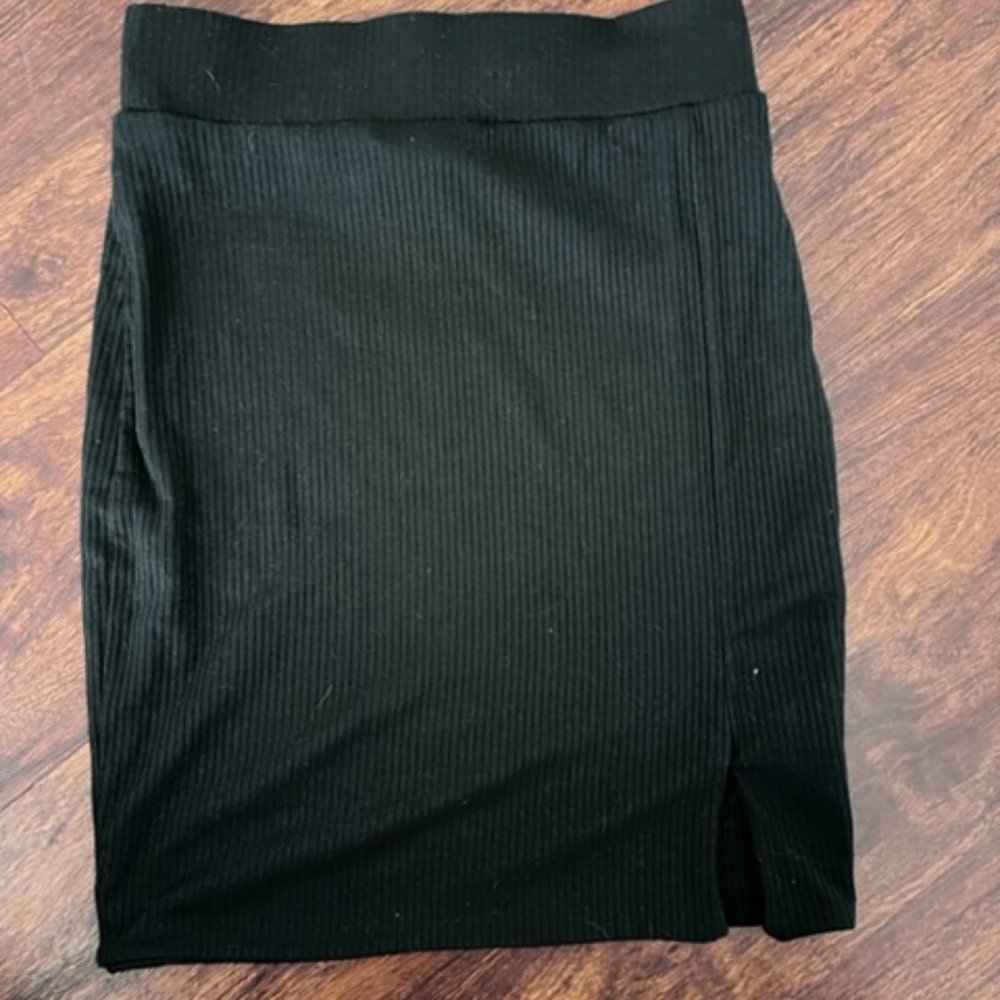 Eastnwest Label black ribbed tube skirt